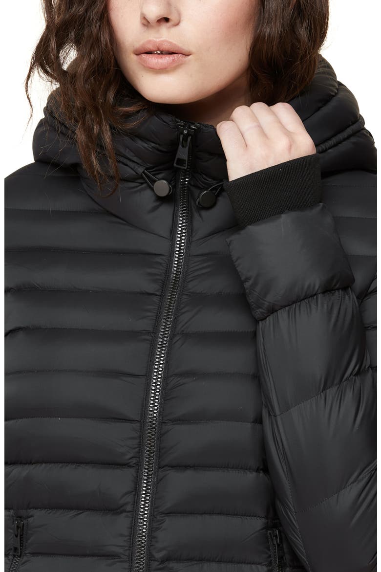 Lightweight Hooded Down Coat, Alternate, color, BLACK