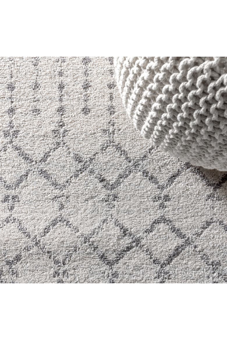 Moroccan HYPE Boho Vintage Diamond Oval Area Rug, Alternate, color, Cream/Gray