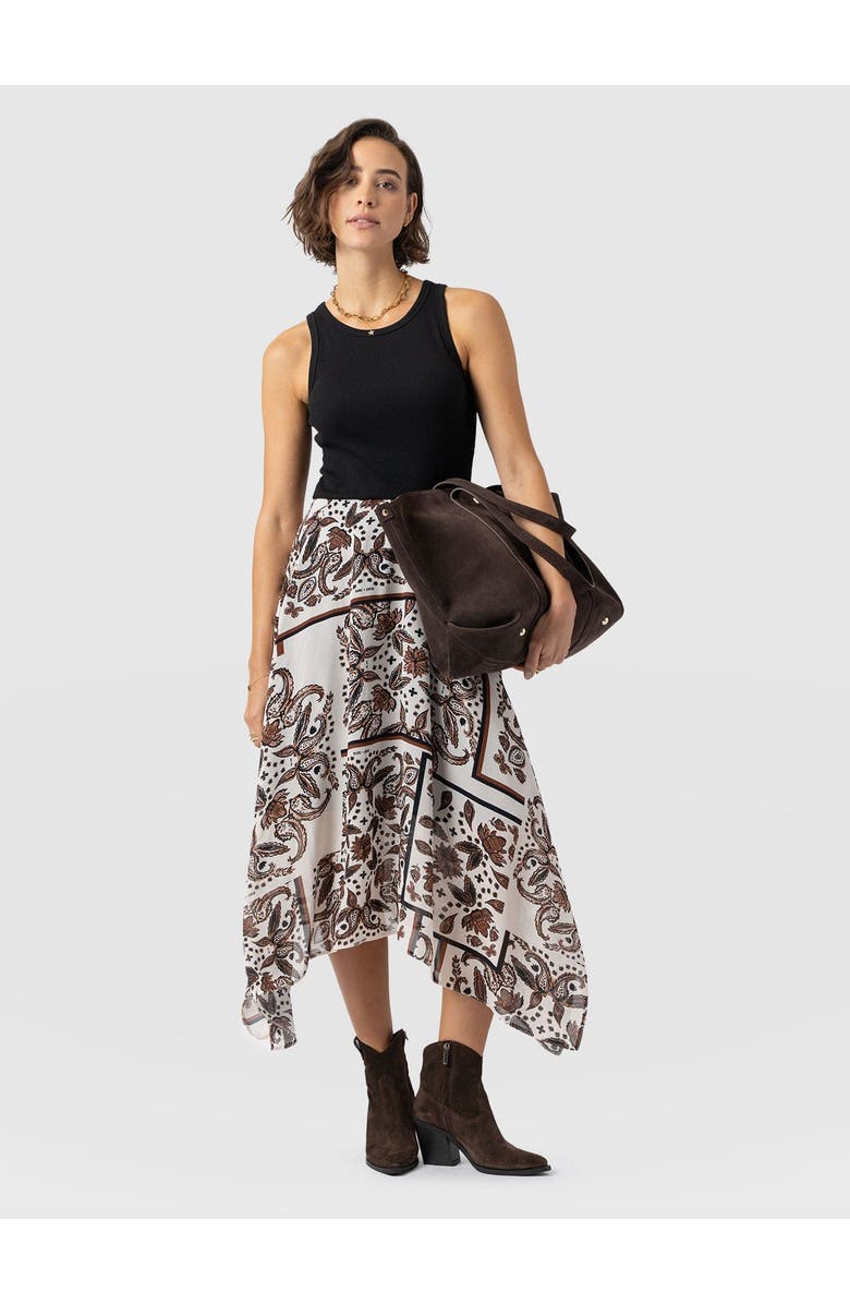 Saint + Sofia Lila Hanky Hem Dress, Alternate, color, Cream Paisley