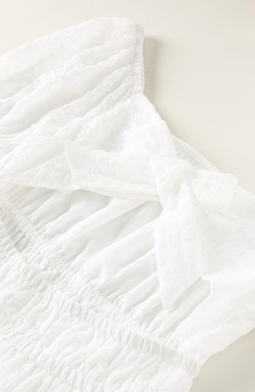 Nordstrom Kids' Shirred Tie Back Cutout Dress In White