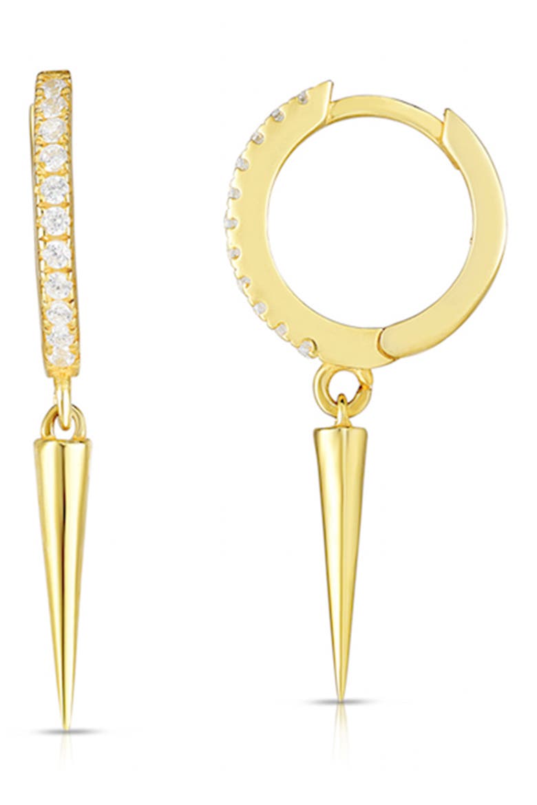 CZ Spike Huggie Hoop Earrings, Main, color, GOLD