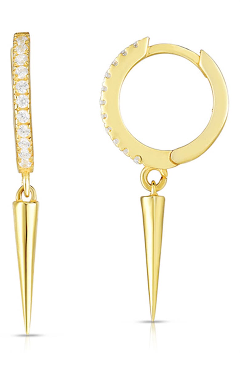 SPHERA MILANO CZ Spike Huggie Hoop Earrings, Main, color, Gold