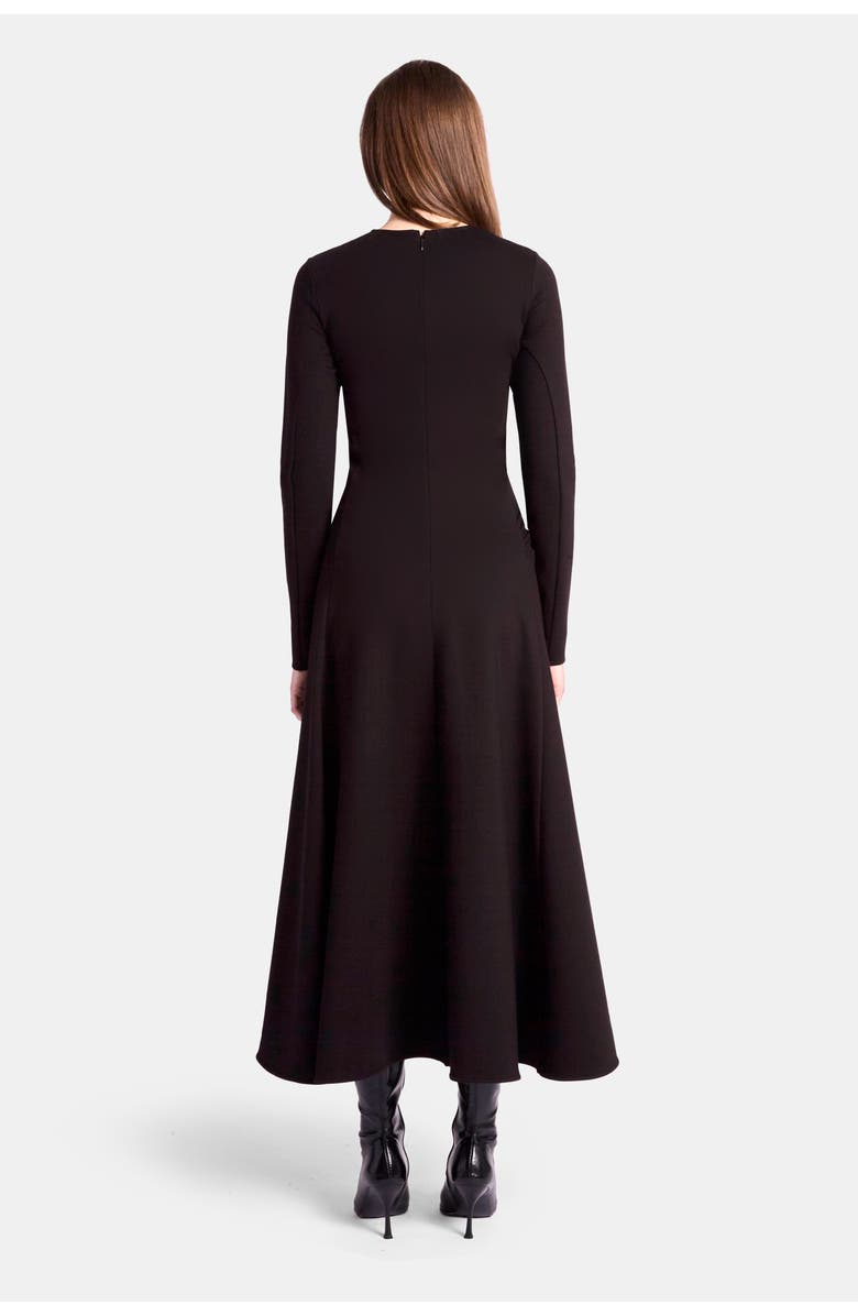 KATE BARTON Double Pinch A-Line Jersey Dress with Brooches, Alternate, color, Black