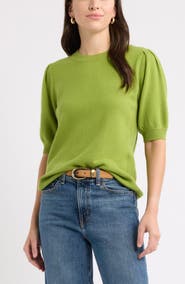 Caslon® Puff Sleeve Wool & Cashmere Sweater