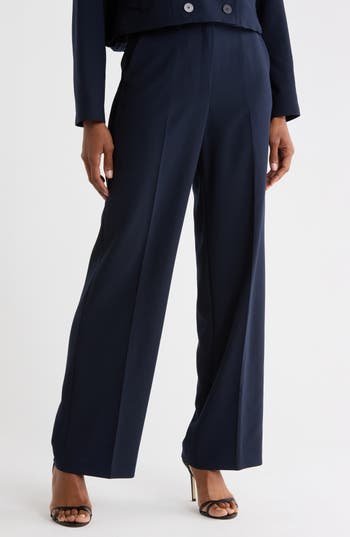 Theory Admiral Crepe Wide Leg Pants In Blue