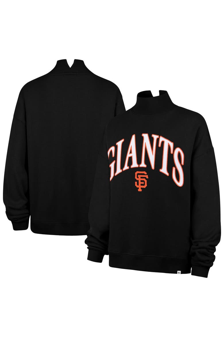 Women's '47 Black San Francisco Giants Oversized Vantage Mock Neck Sweatshirt, Main, color, Black