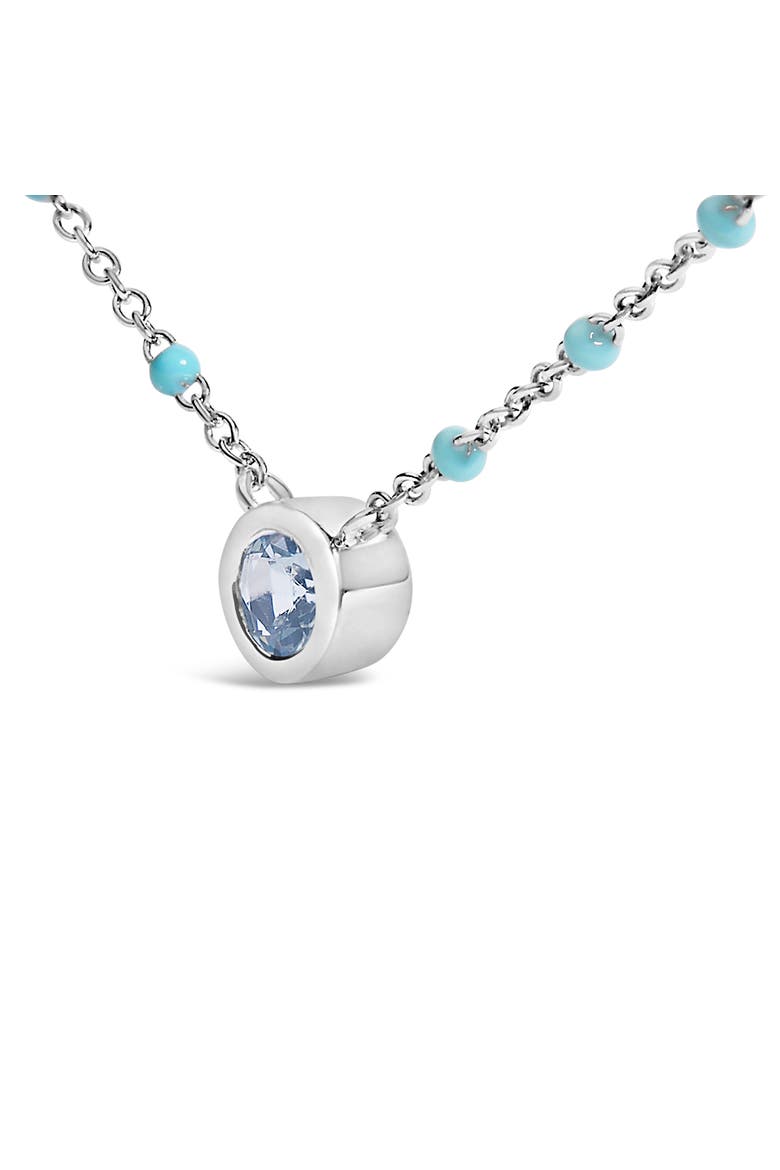 Sterling Silver Bezel Set Light Blue Aquamarine and Enamel Bead Chain Necklace, Alternate, color, Silver