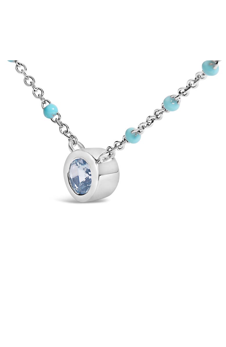 Haus of Brilliance Sterling Silver Bezel Set Light Blue Aquamarine and Enamel Bead Chain Necklace, Alternate, color, Silver