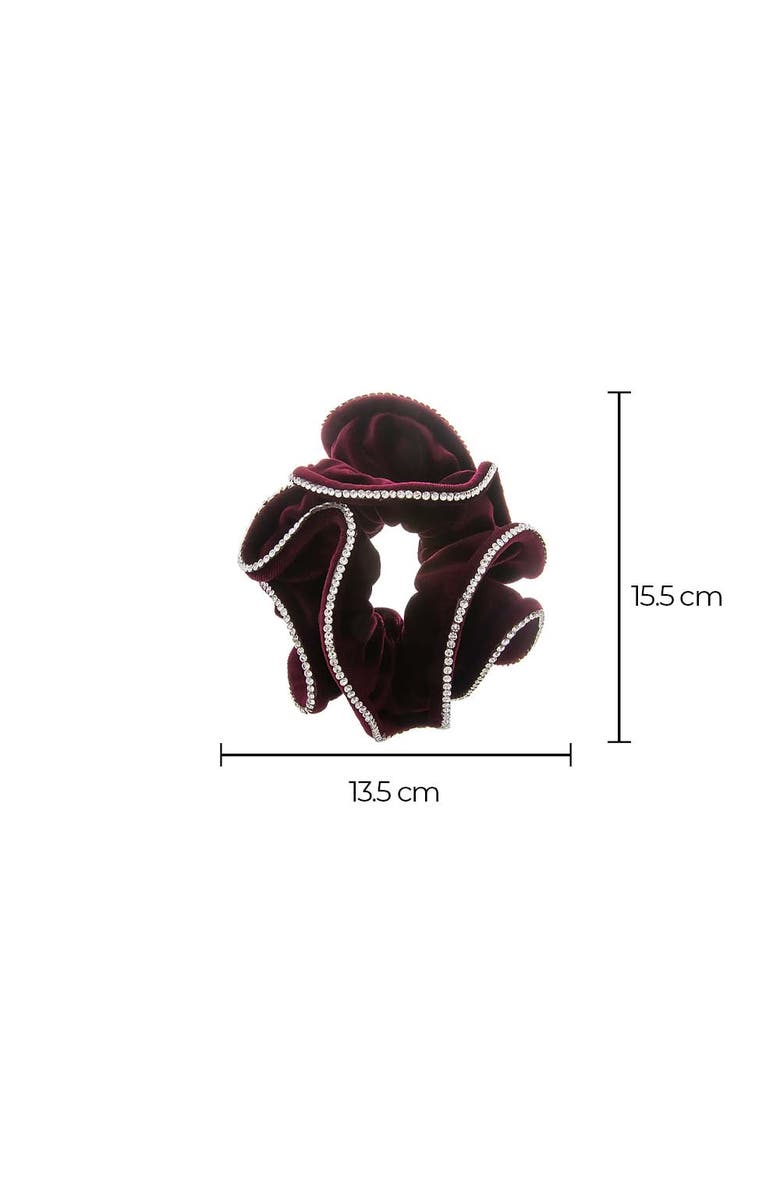 BY ADINA EDEN Jewel-Trimmed Velvet Scrunchie, Main, color, Dark Red