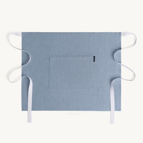 Linen Bistro Server Apron with Pockets, Extra-Long Ties, 21 x 27 Inches
