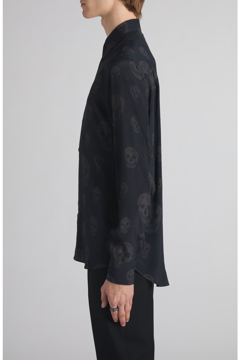 Skull Print Shop Button-Up Shirt, Alternate, color, BLACK - CHARCOAL