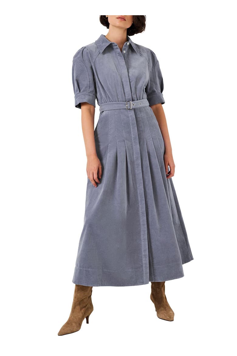 Corduroy Belted Midi Dress, Alternate, color, Blue