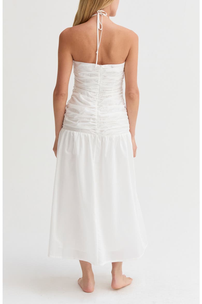 Shirred Halter Tencel Blend Midi Dress, Alternate, color, White
