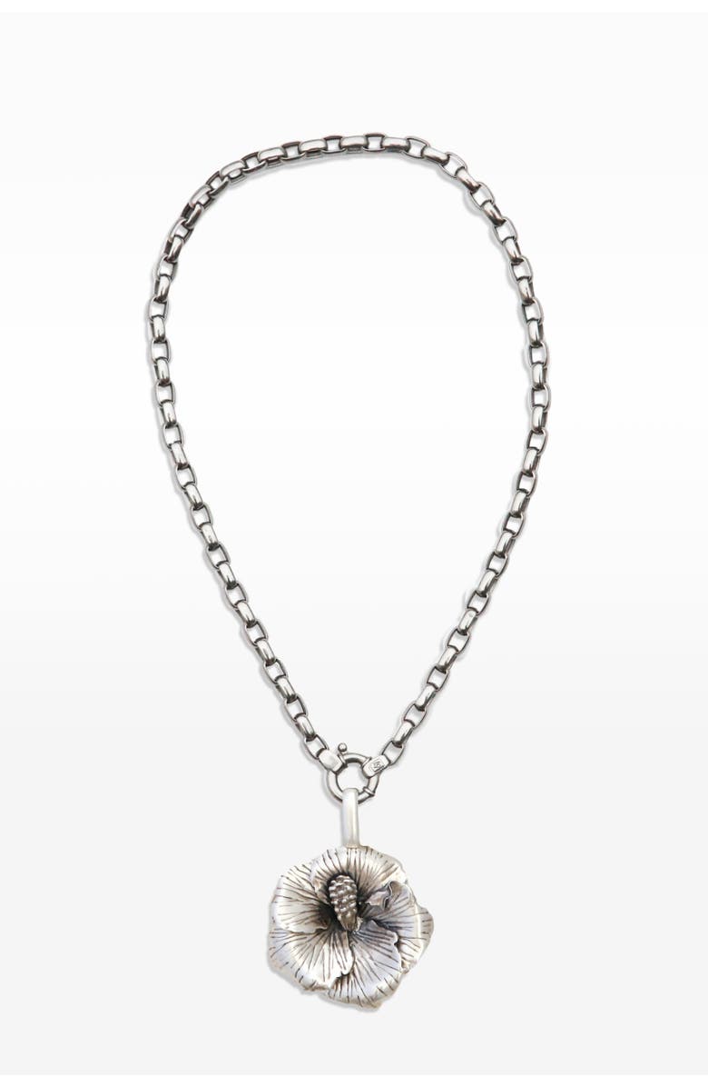 67jewelry Hibiscus Flower Necklace, Alternate, color, Silver