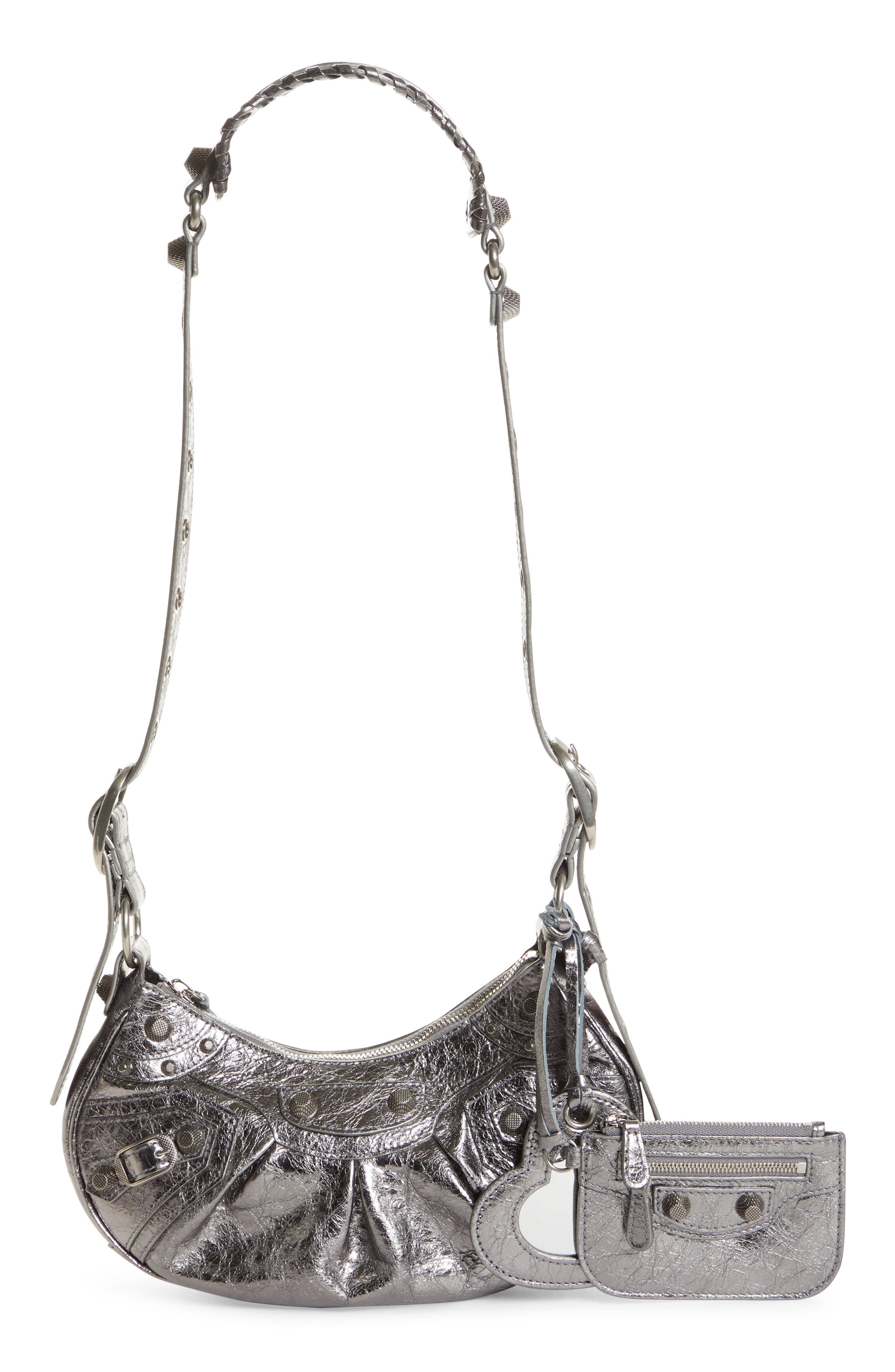 Balenciaga Extra Small Le Cagole Crinkle Metallic Lambskin Shoulder Bag, Main, color, 