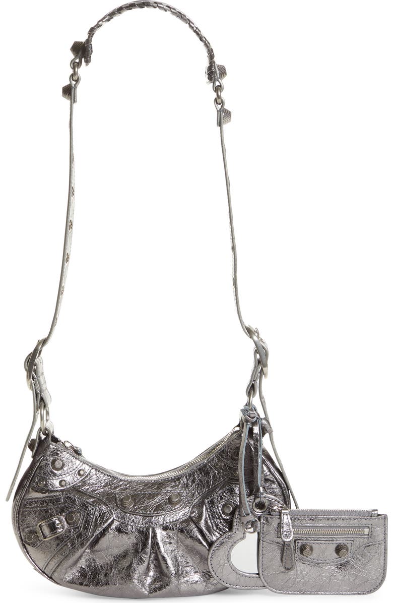 Balenciaga Extra Small Le Cagole Crinkle Metallic Lambskin Shoulder Bag, Main, color,