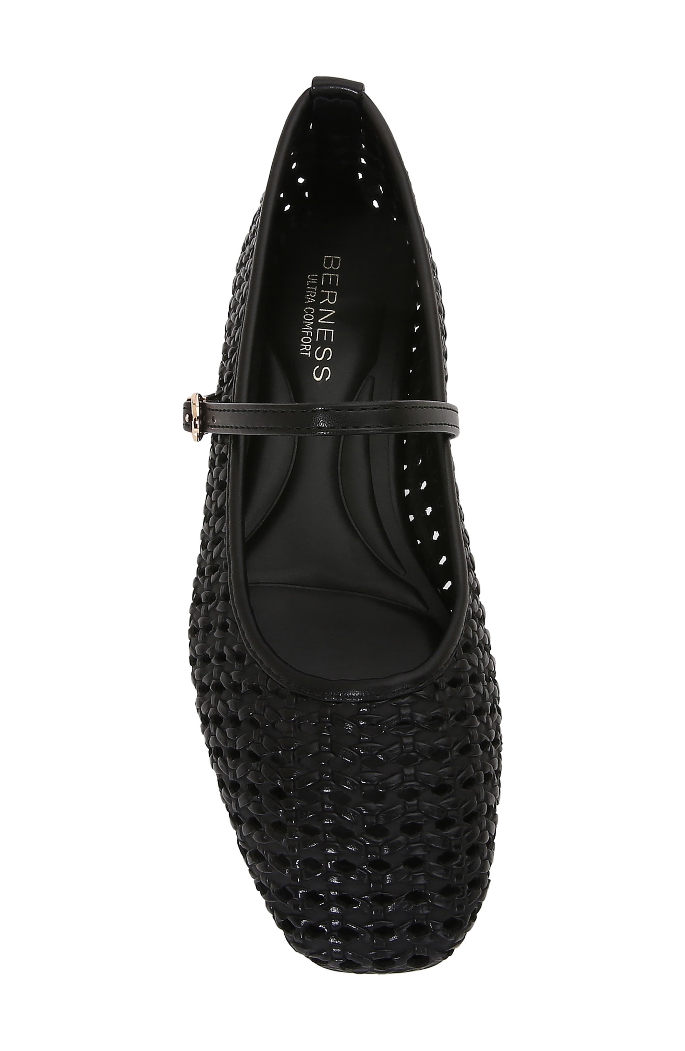 Veera Woven Faux Leather Mary Jane Flat, Alternate, color, BLACK