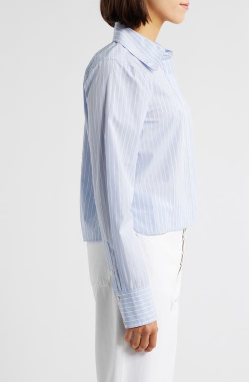 FRAME FRAME THE MODERN COLLAR STRIPE CROP BUTTON-UP SHIRT