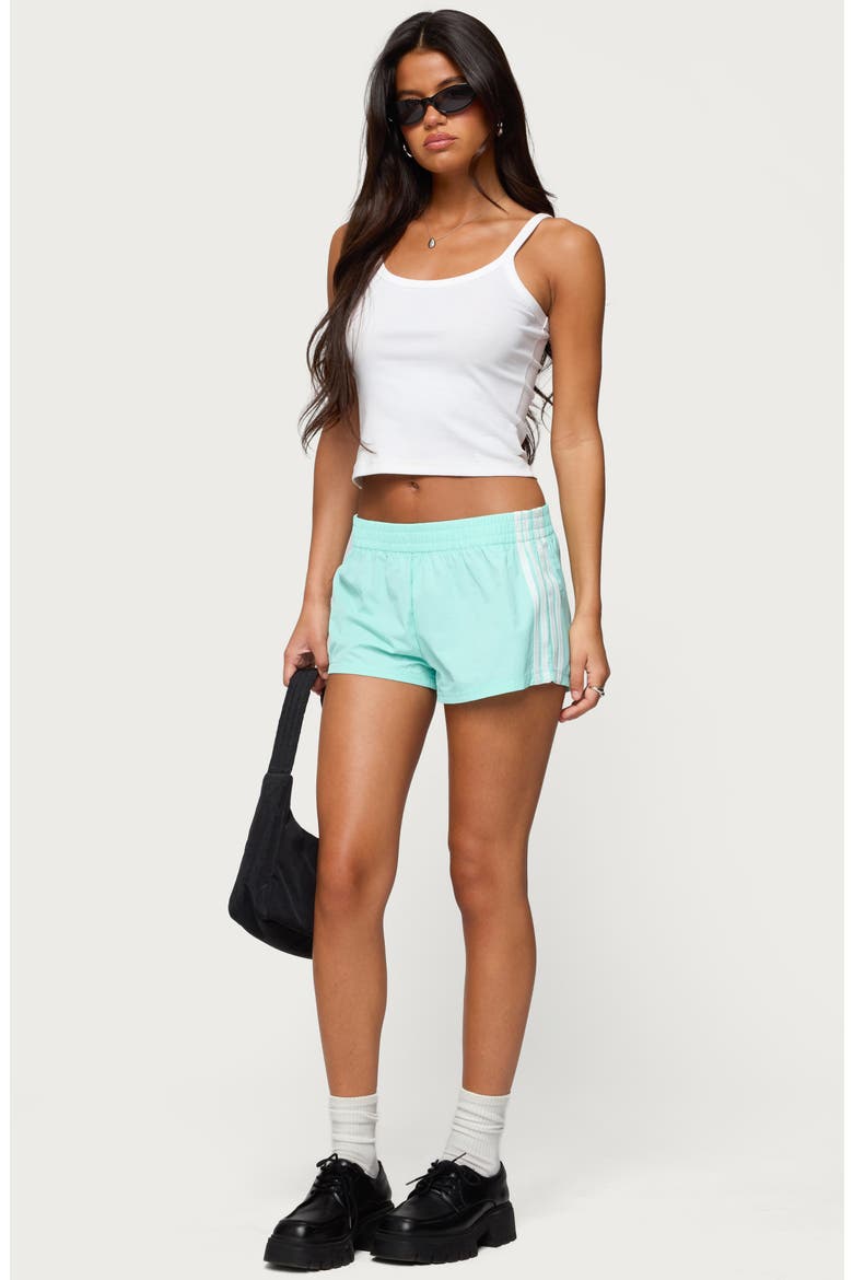 Nikki Side Stripe Nylon Shorts, Alternate, color, AQUA