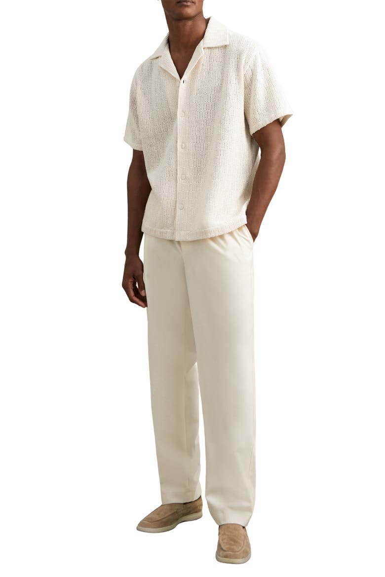 Leon Openwork Camp Shirt, Alternate, color, OFF WHITE