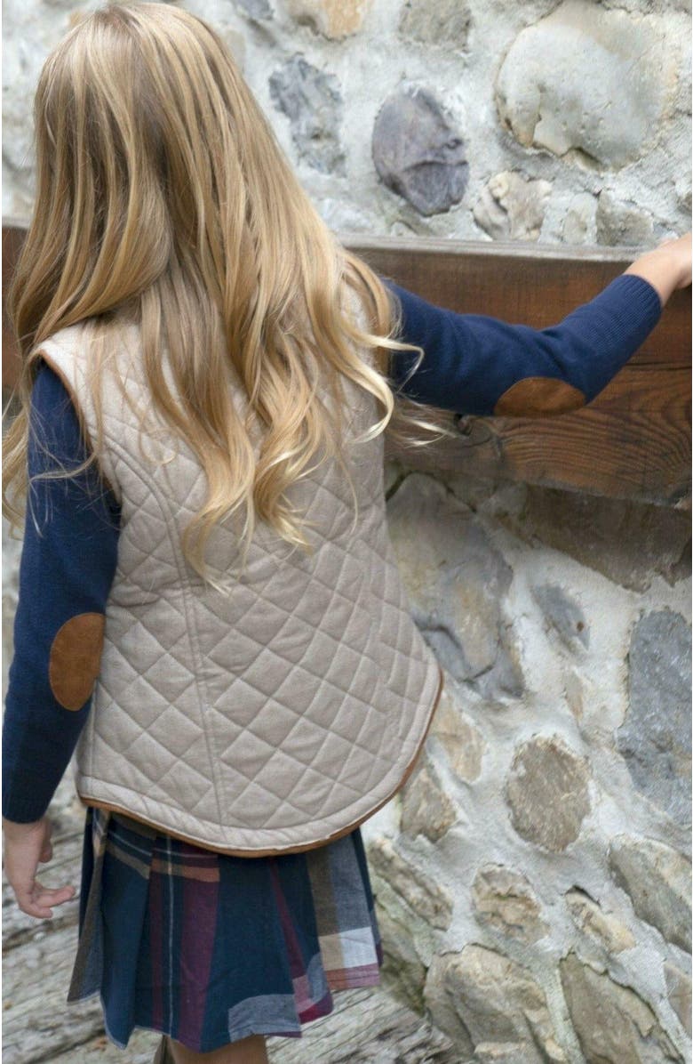 Hope & Henry Girls' Organic Pleated Buckle Skirt, Toddler, Alternate, color, Navy Multi Plaid