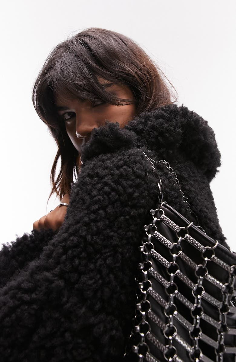 Topshop Chunky Faux Shearling Coat, Alternate, color,