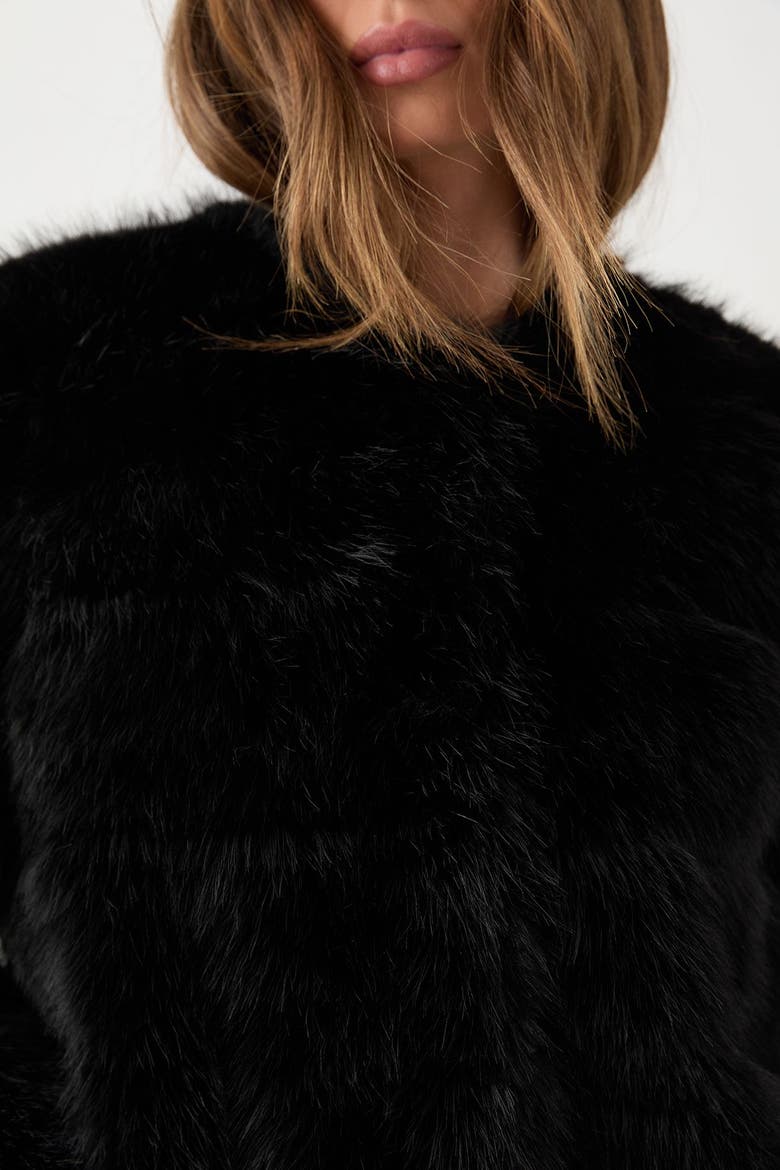 Panelled Faux Fur Coat, Alternate, color, Black