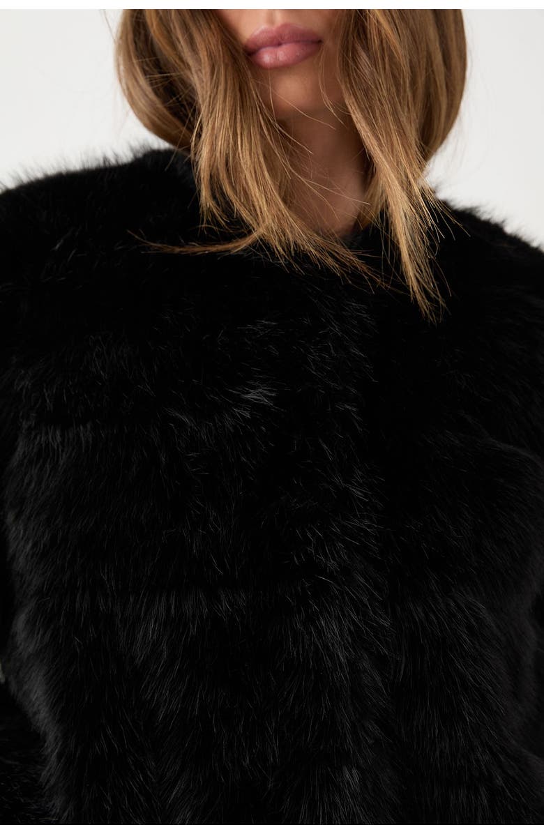 MissPap Panelled Faux Fur Coat, Alternate, color, Black