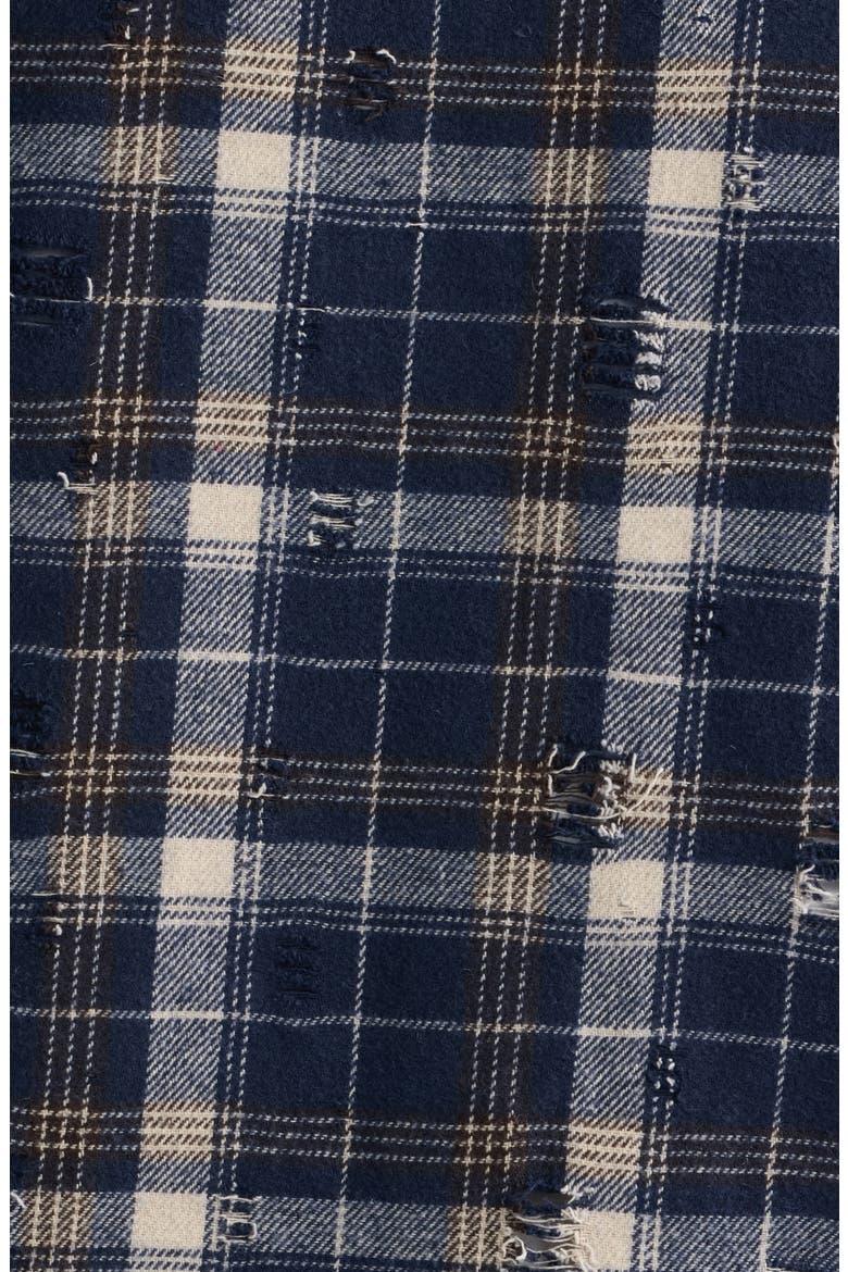 Rei Distressed Plaid Cotton Button-Up Shirt, Alternate, color, MYSTIC BLUE