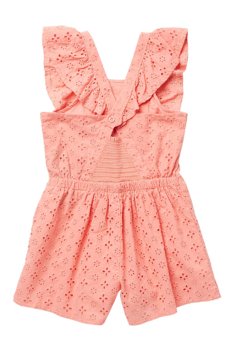 Flutter Eyelet Romper, Alternate, color, CORAL
