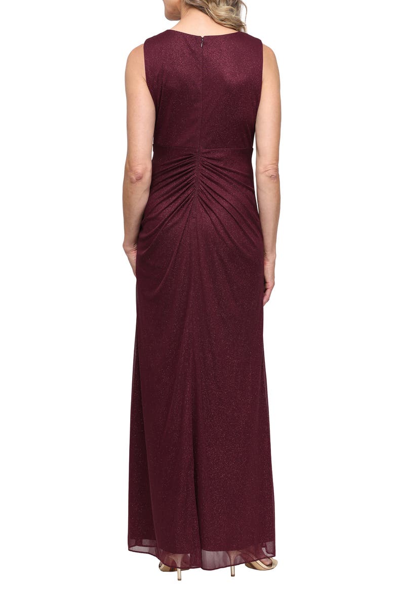 Sleeveless Glitter Mesh Gown, Alternate, color, FIG