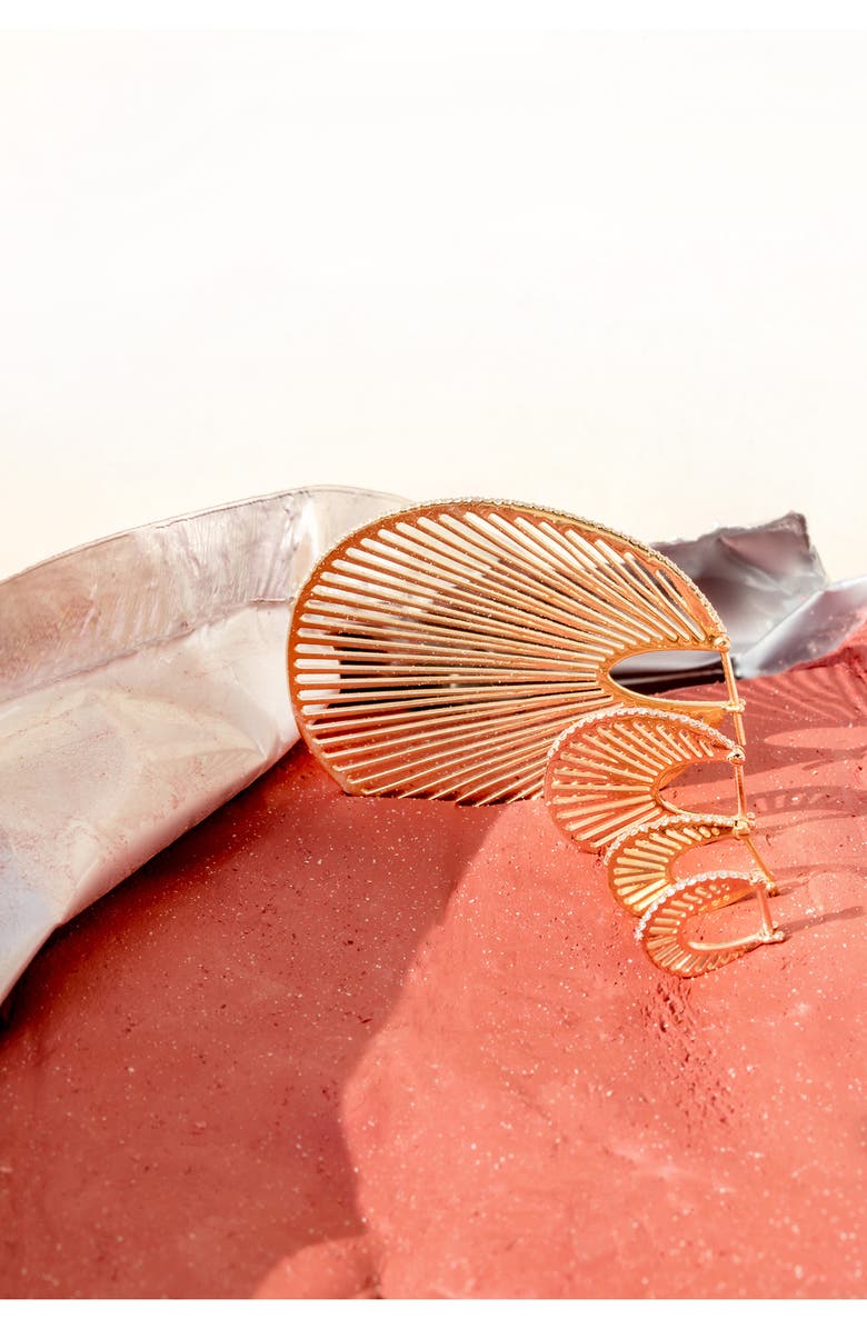 L'Atelier Nawbar Flat Ray Diamond Hoop Earrings, Alternate, color, 18Ky Gold