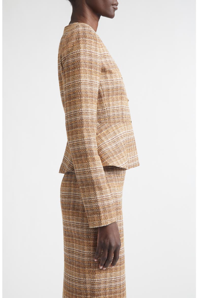 Margaret Gilded Tweed Peplum Jacket, Alternate, color, COPPER MULTI