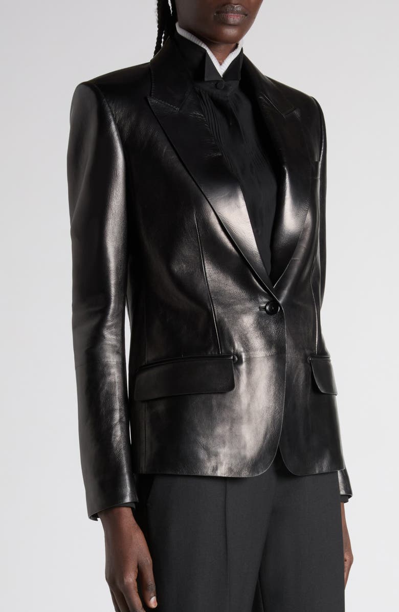 TOM FORD Guanteria Single Breasted Leather Blazer, Alternate, color, Lb999 Black