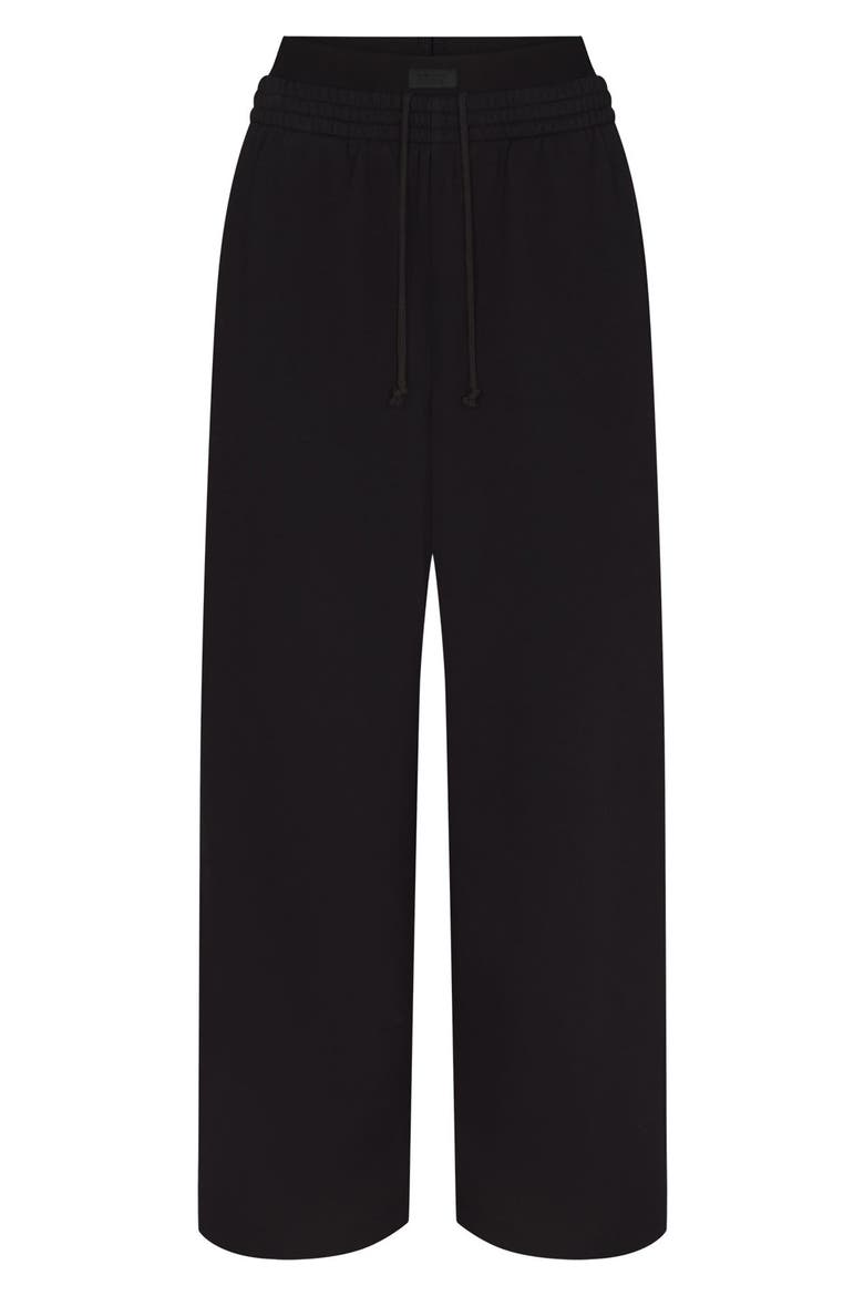 Cotton Blend Fleece Exposed Boxer Pants, Alternate, color, ONYX