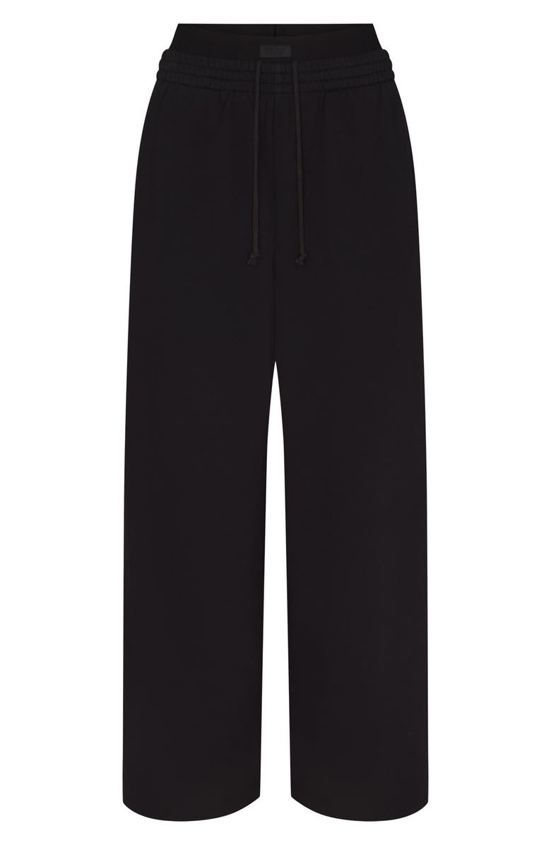 SKIMS Cotton Blend Fleece Exposed Boxer Pants, Alternate, color, Onyx