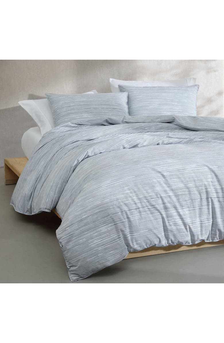 Calvin Klein Wavy Stripe Washed Percale Comforter & Sham Set, Alternate, color, Light Blue