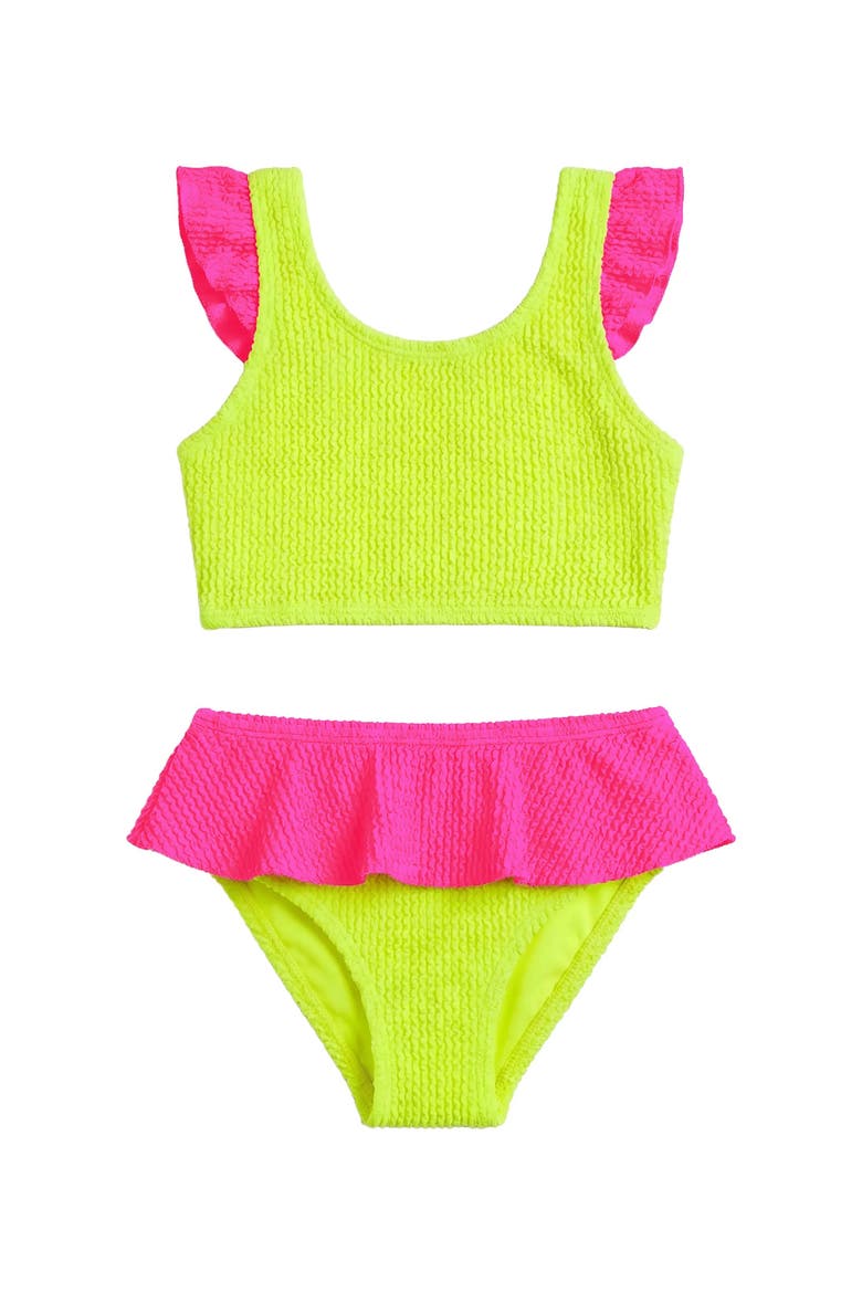 Infant Crinkle Ruffle Bikini, Main, color, Lime