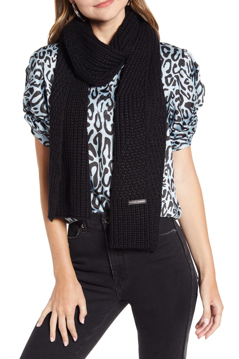 Traveling Rib Scarf, Main, color, BLACK