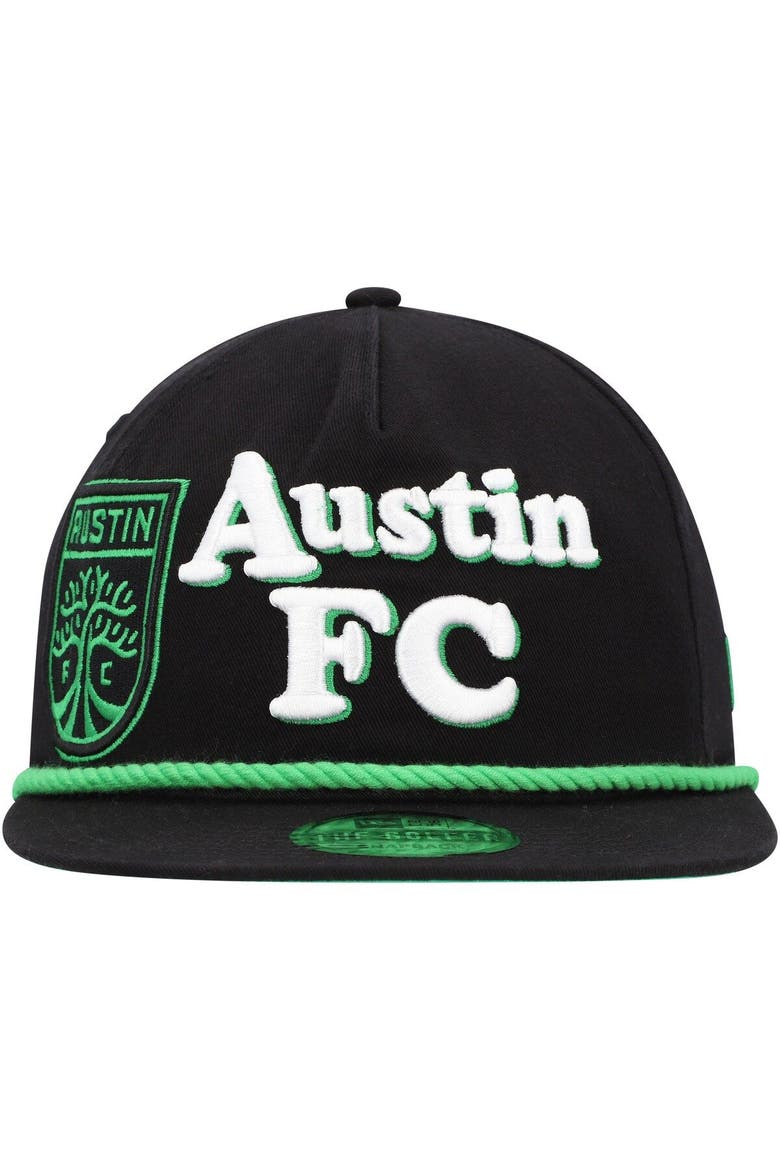 Men's New Era  Black Austin FC Heritage The Golfer Snapback Hat, Alternate, color, Black