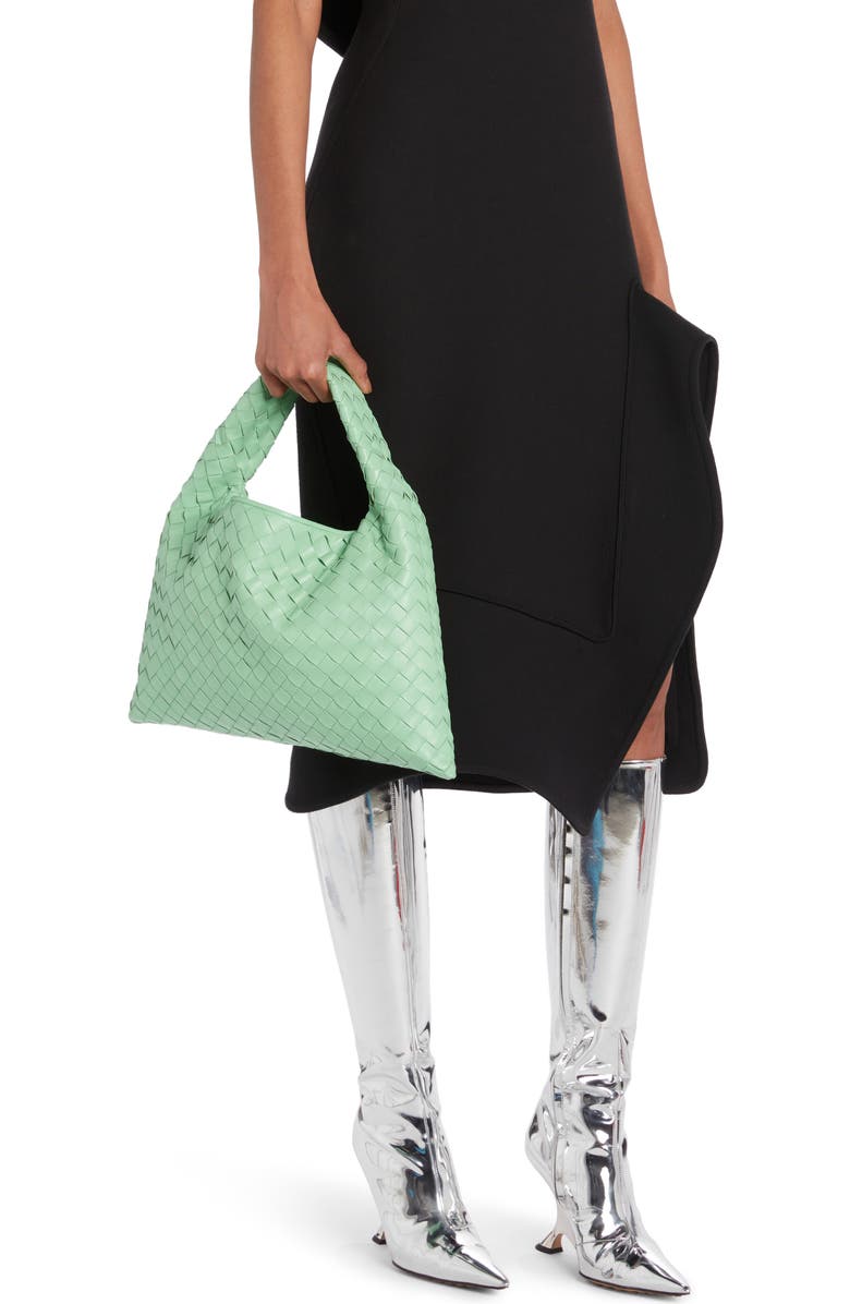 Bottega Veneta Small Hop Hobo Bag, Alternate, color, 3981 Siren-Muse Brass