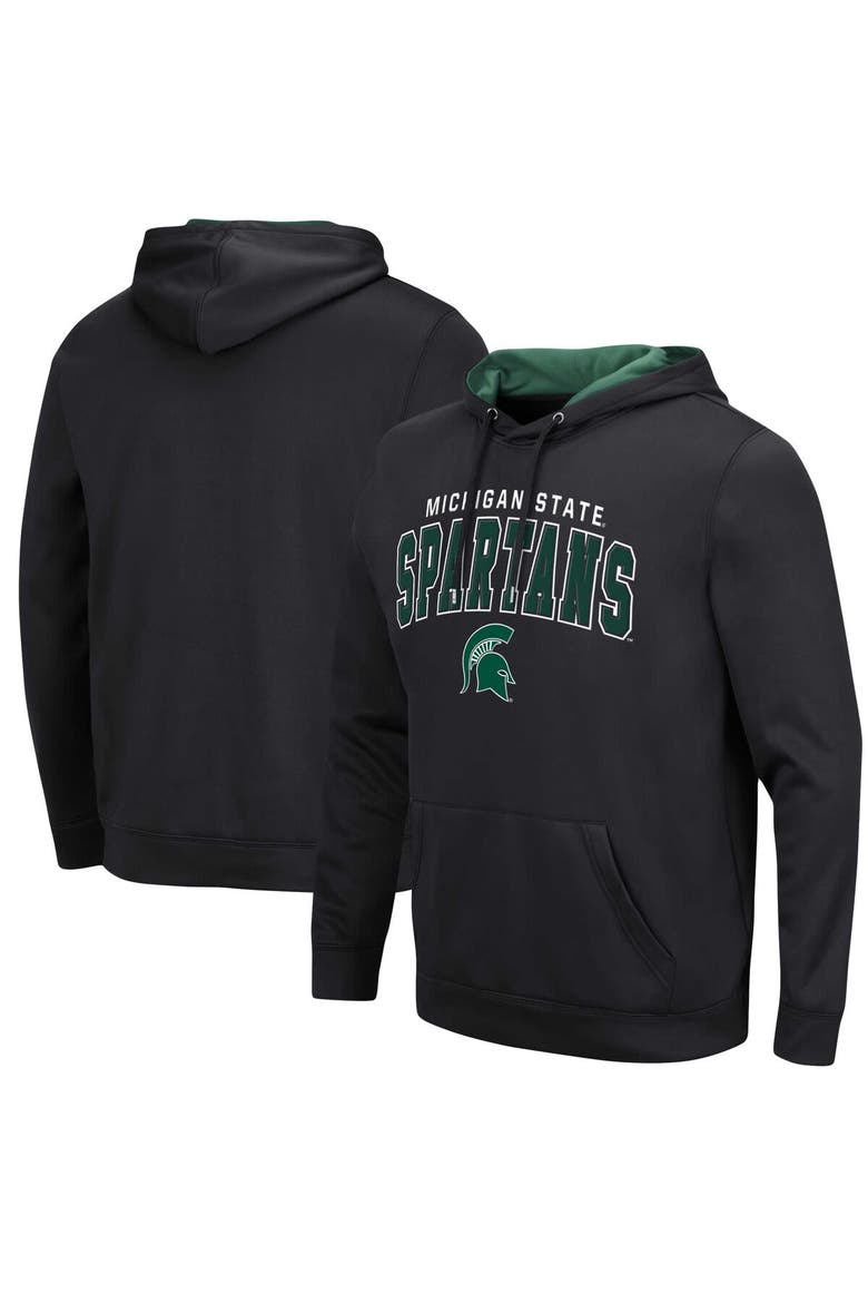 Men's Colosseum Black Michigan State Spartans Resistance Pullover Hoodie, Alternate, color, Black