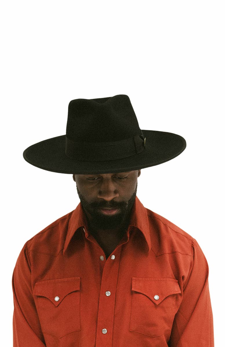 Two Roads Hat Co. Taos Western Fedora, Alternate, color, Black