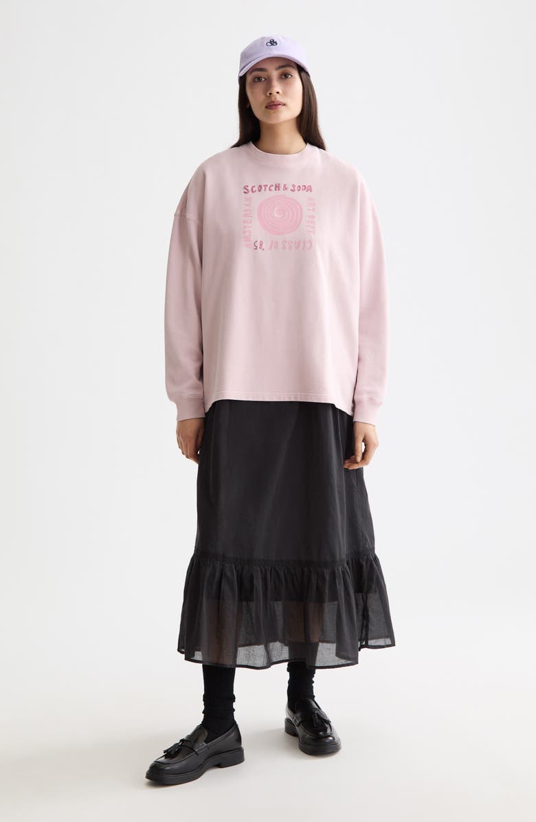 Scotch & Soda Embroidered Oversize Sweatshirt, Alternate, color, Burnished Lilac