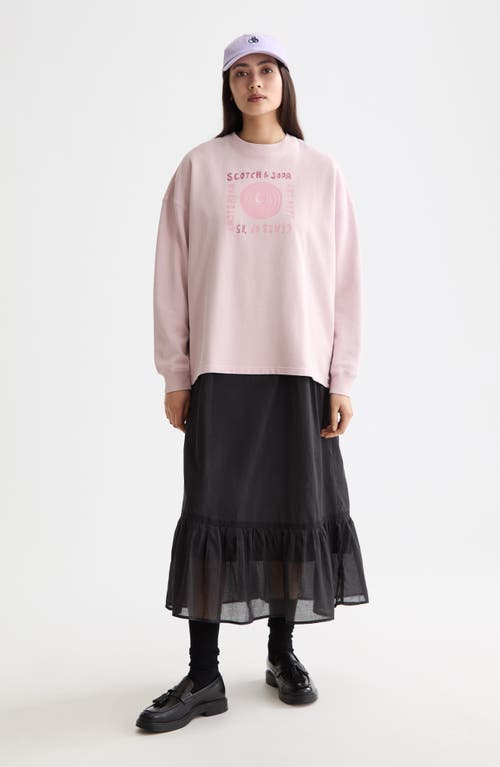 Scotch & Soda Embroidered Oversize Sweatshirt In Pink