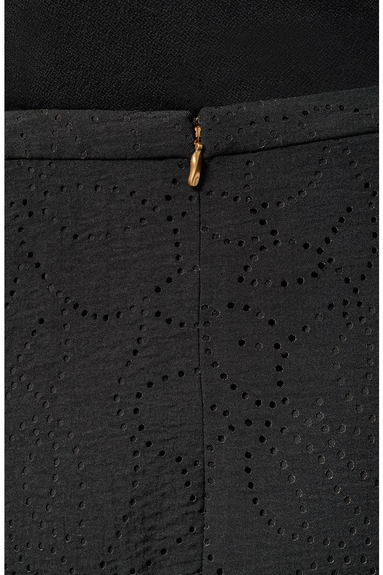 Lasercut Handkerchief Hem Skirt, Alternate, color, BLACK