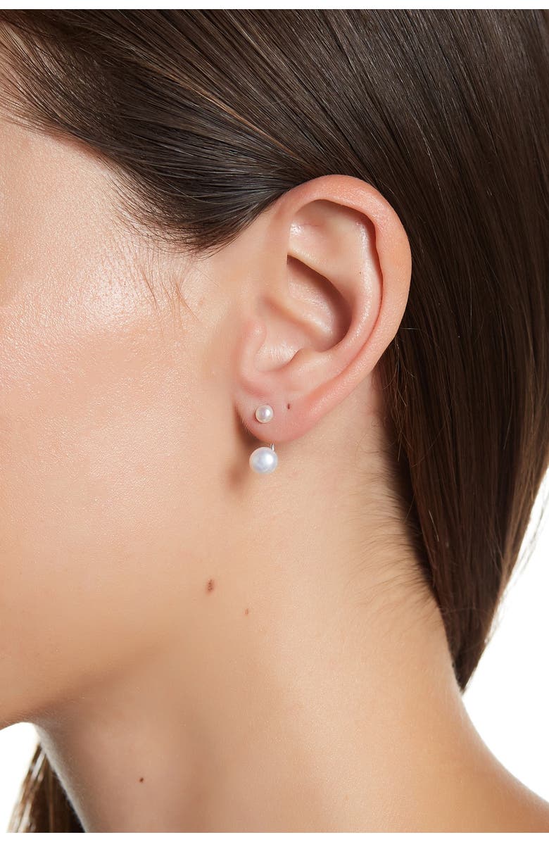 Adornia Water Resistant 4-6mm Freshwater Pearl Jacket Earrings, Main, color, White