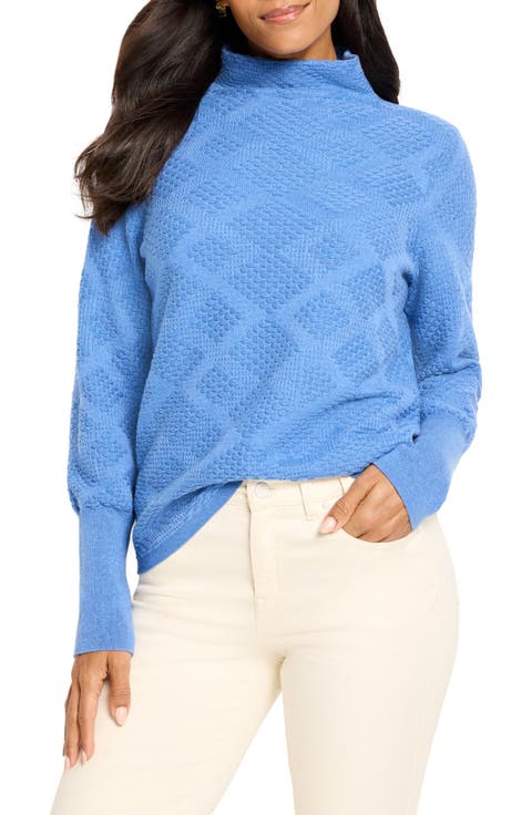 Diamond Stitch Funnel Neck Sweater (Regular & Petite)