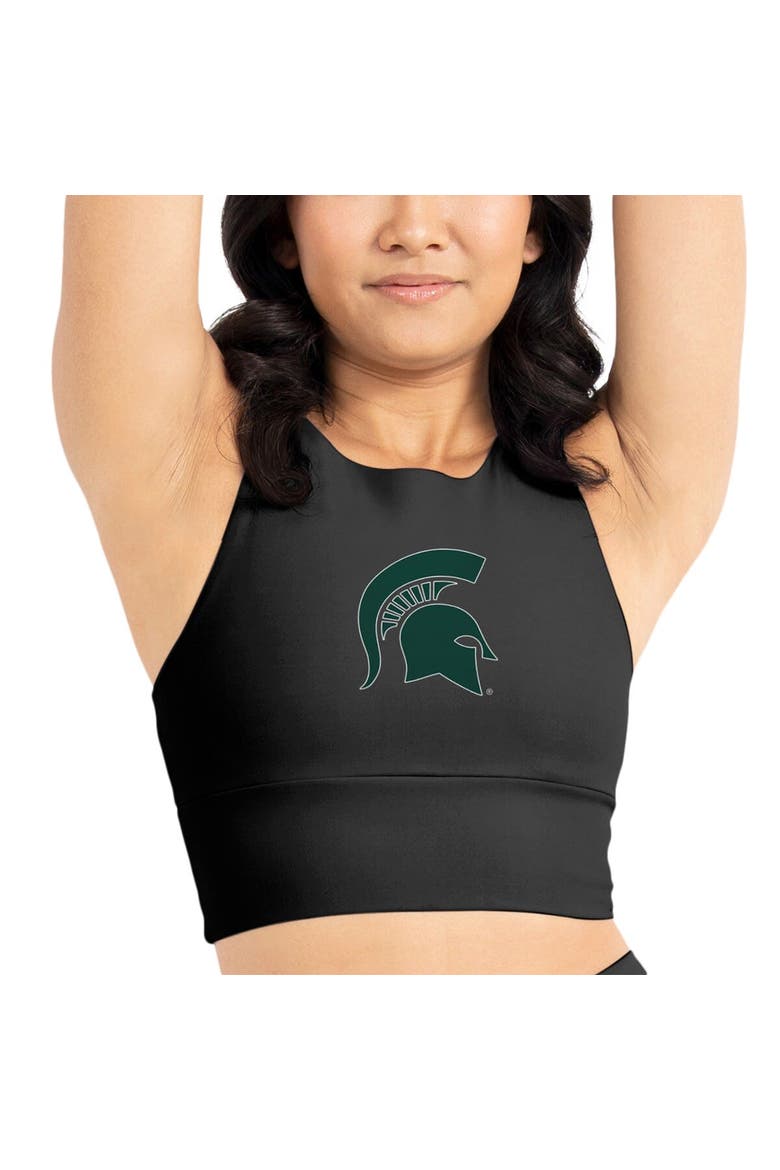 Women's Kadi Brand Black Michigan State Spartans Buttery Soft Midi Bra & Leggings Set, Alternate, color, Black