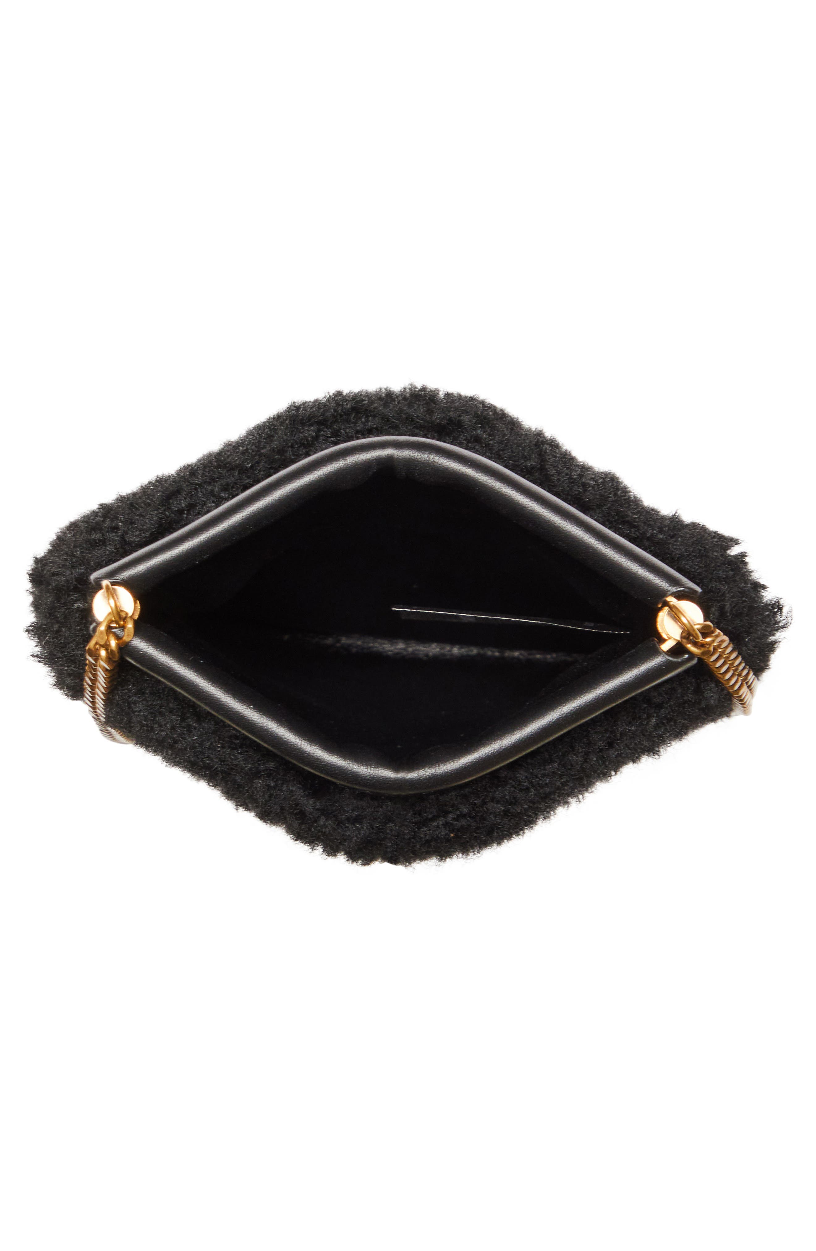 Saint Laurent Mini Pac Pac Genuine Shearling Shoulder Bag, Alternate, color, 